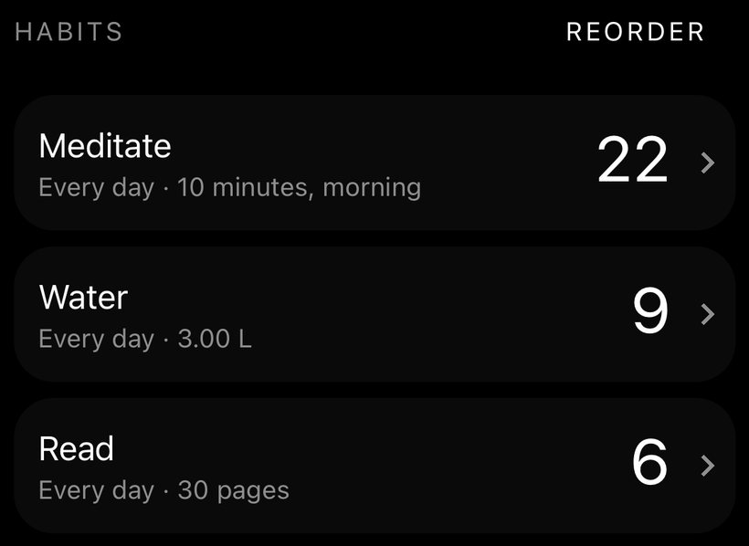 Habits screen