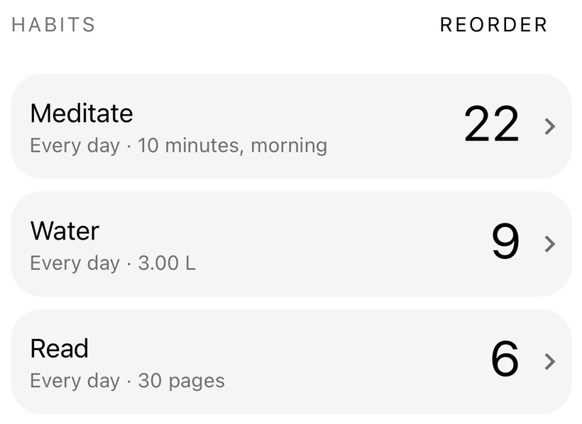 Habits screen