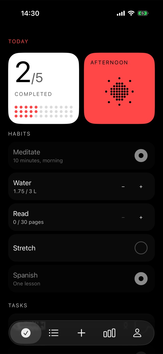 Paceon Today screen
